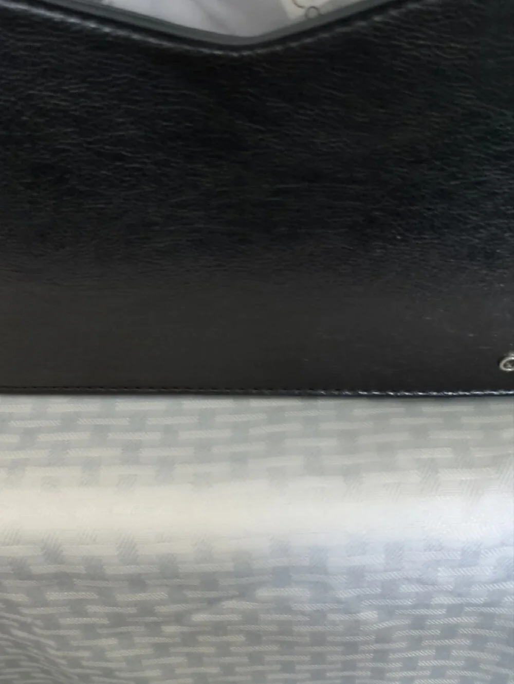 Calvin Klein Black Leather Envelope Clutch with Silver Logo